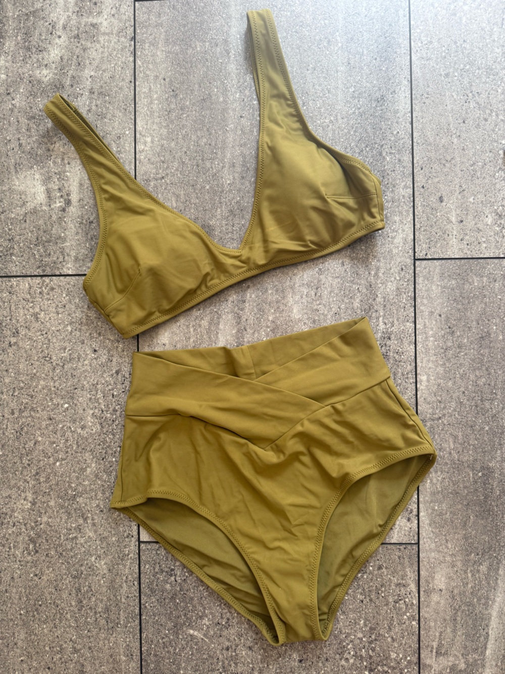 Aerie Olive Green High-Waist Bikini Set